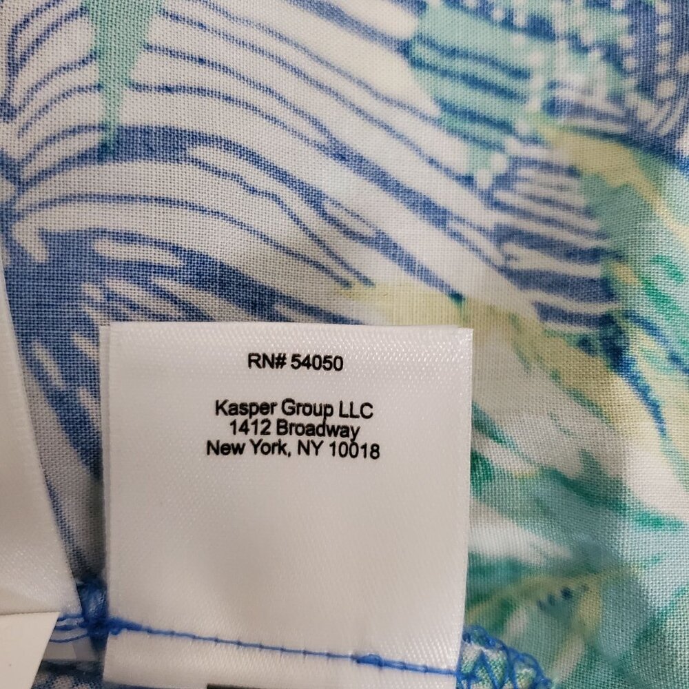 Pappagallo Women's Long Sleeve Tie Neck Printed Colette Top Blue/Green Sz Large‎ - Picture 7 of 10